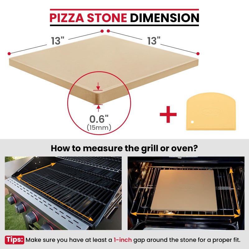 Unicook Pizza Stone 13 Inch, Cordierite Square Baking Stone for Ooni 12 Oven, Ideal for Making Crispy Crust Pizzas Bread and Cookies - Image 2